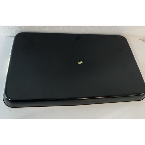 Vintage Japanese Peacock Lacquerware Tray Black & Gold Floral Large 19” x 11” - Picture 8 of 8